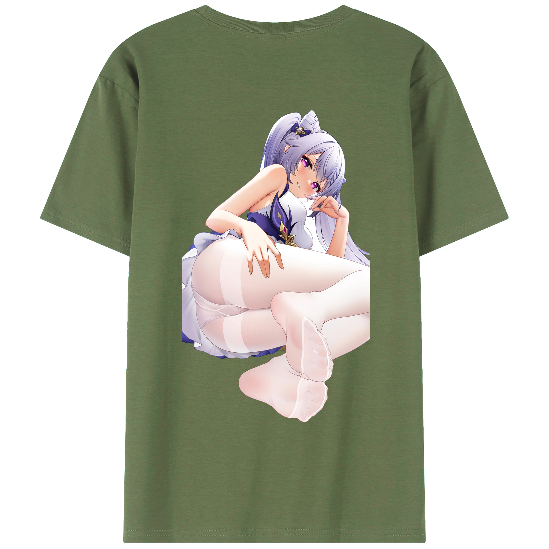 げんし神 刻晴 こくせい genshin Kokusei 綿100％ メンズ半袖Tシャツ（バックプリント） 通気性